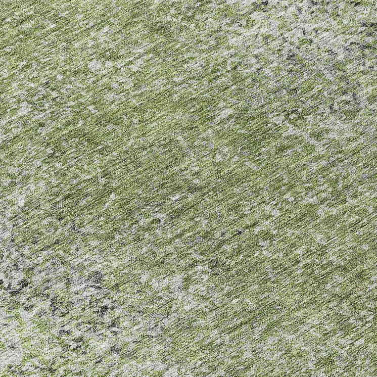 8' Fern Green Artichoke Green And Ivory Round Oriental Washable Indoor Outdoor Area Rug