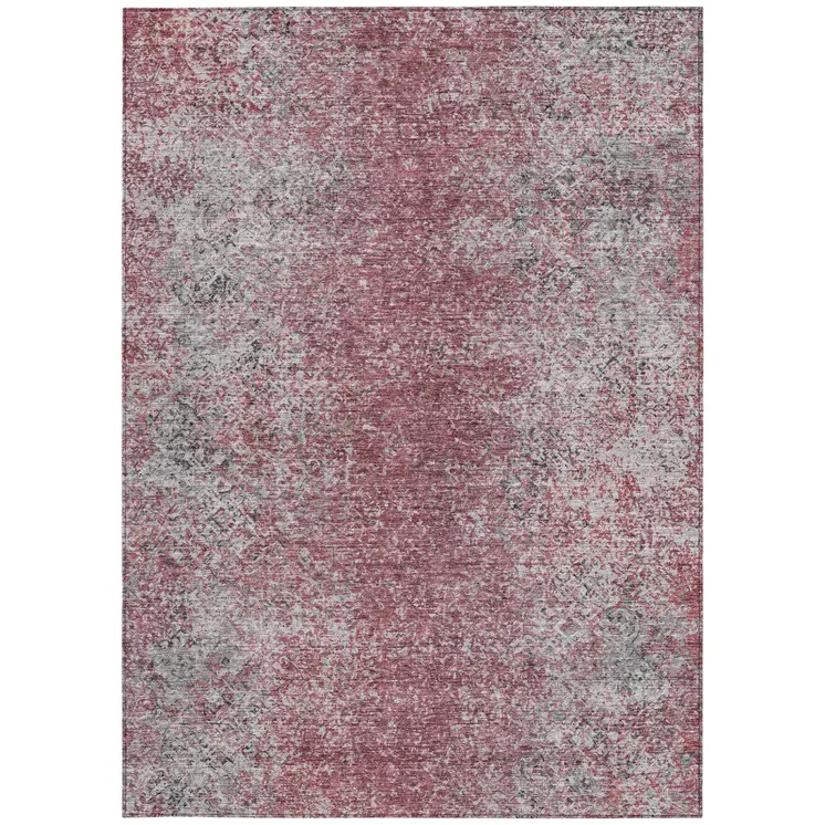 3' X 5' Merlot Silver And Gray Oriental Washable Indoor Outdoor Area Rug