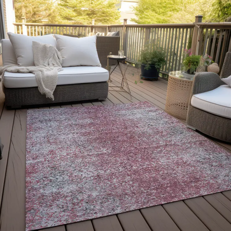3' X 5' Merlot Silver And Gray Oriental Washable Indoor Outdoor Area Rug