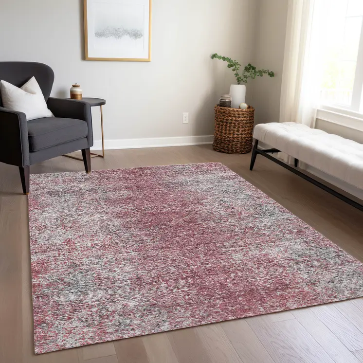 3' X 5' Merlot Silver And Gray Oriental Washable Indoor Outdoor Area Rug