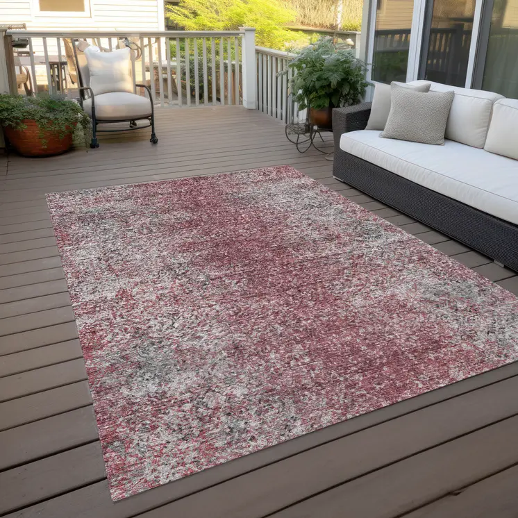 3' X 5' Merlot Silver And Gray Oriental Washable Indoor Outdoor Area Rug