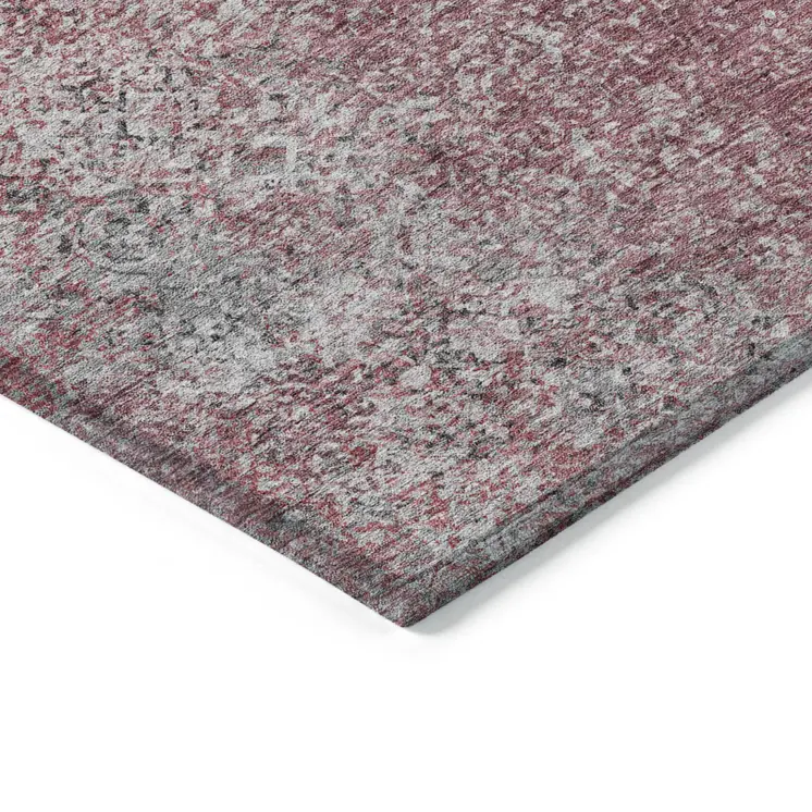 5' X 8' Merlot Silver And Gray Oriental Washable Indoor Outdoor Area Rug