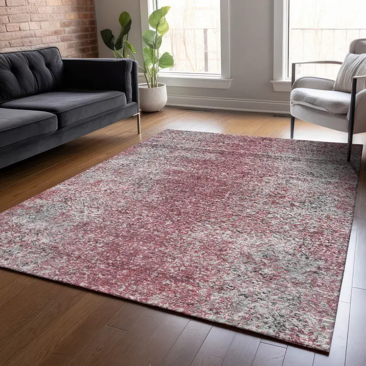 5' X 8' Merlot Silver And Gray Oriental Washable Indoor Outdoor Area Rug