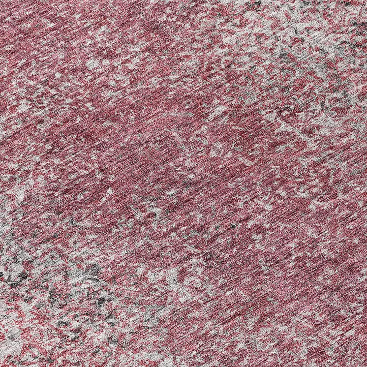 8' Merlot Silver And Gray Round Oriental Washable Indoor Outdoor Area Rug