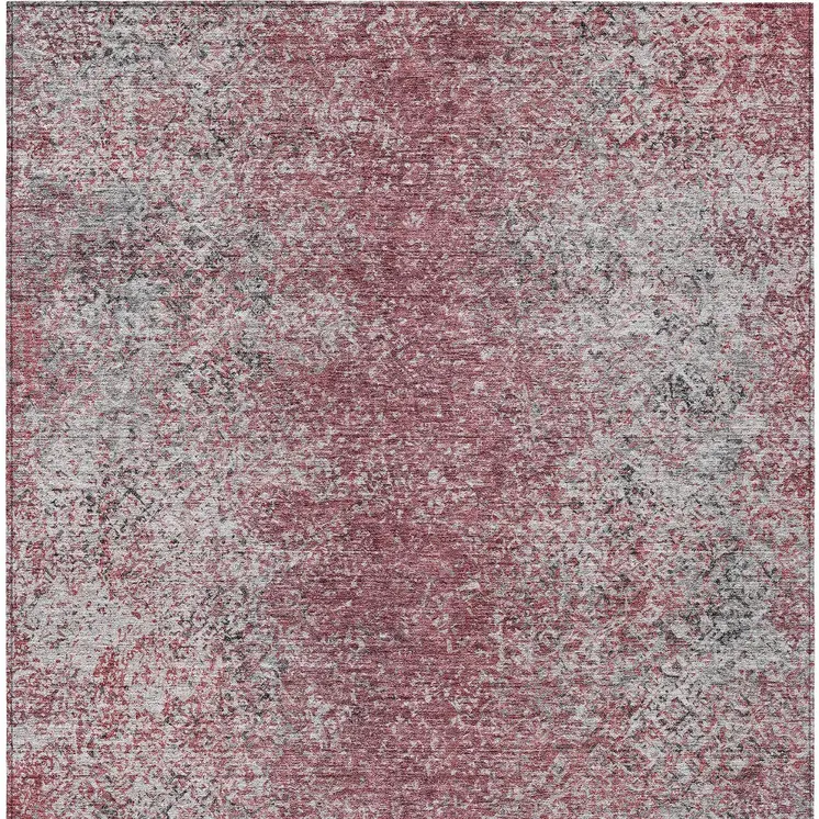 10' X 14' Merlot Silver And Gray Oriental Washable Indoor Outdoor Area Rug