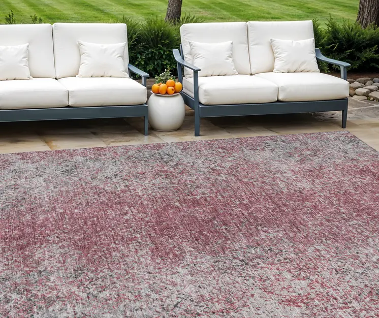10' X 14' Merlot Silver And Gray Oriental Washable Indoor Outdoor Area Rug
