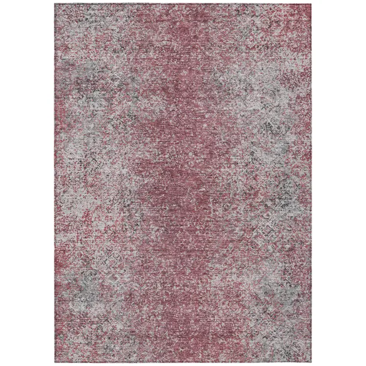 10' X 14' Merlot Silver And Gray Oriental Washable Indoor Outdoor Area Rug