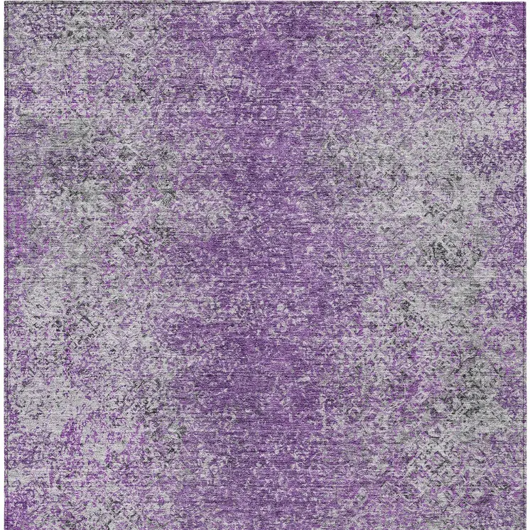 3' X 5' Plum Purple And Silver Oriental Washable Indoor Outdoor Area Rug