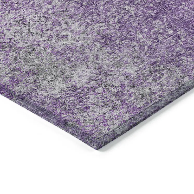 5' X 8' Plum Purple And Silver Oriental Washable Indoor Outdoor Area Rug