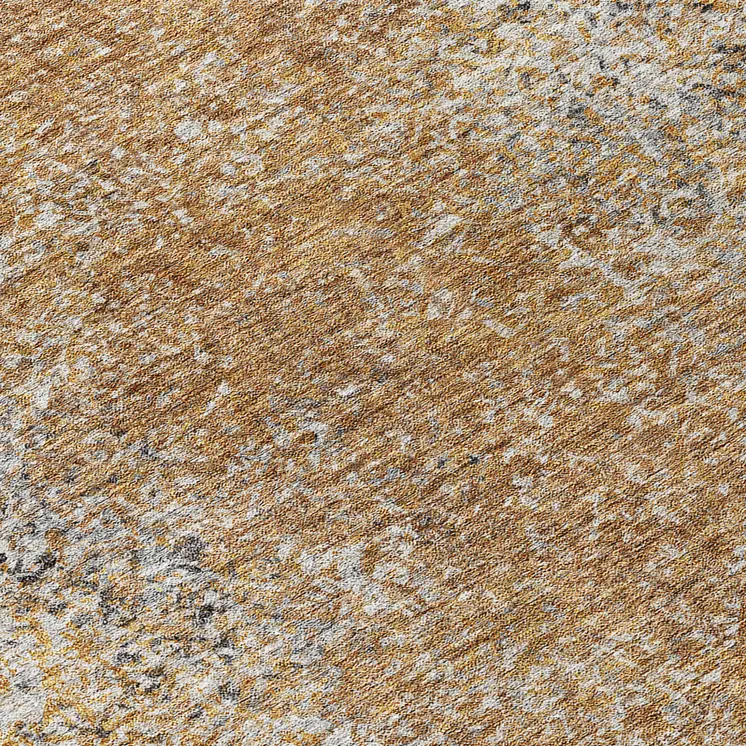 8' Terra Cotta Silver And Charcoal Round Oriental Washable Indoor Outdoor Area Rug