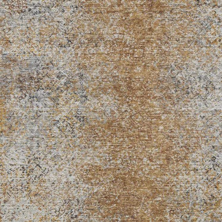 8' X 10' Terra Cotta Silver And Charcoal Oriental Washable Indoor Outdoor Area Rug