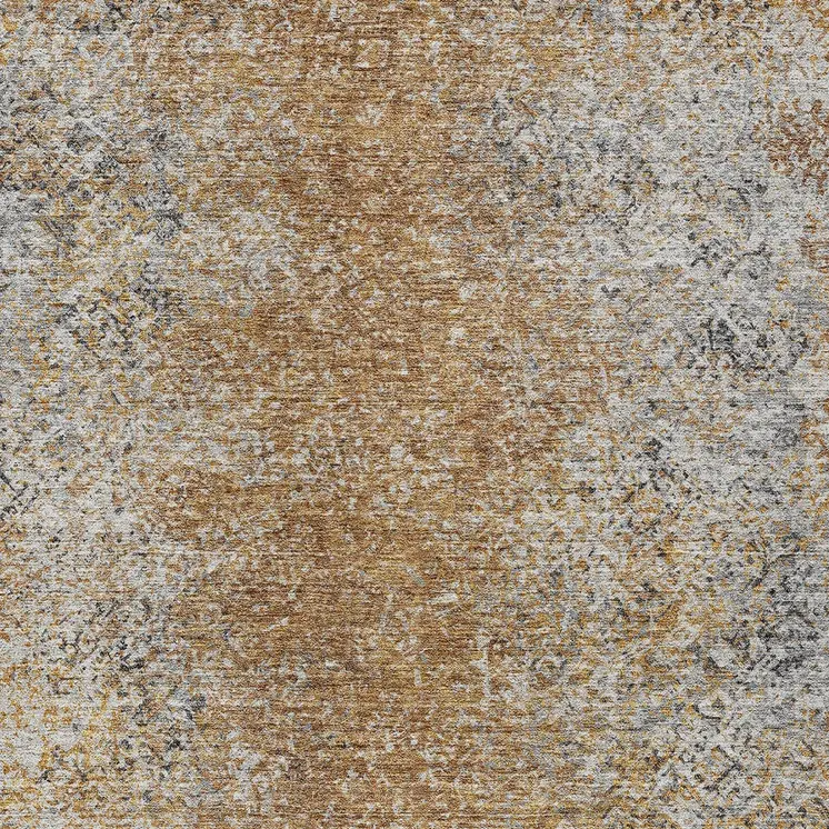 10' X 14' Terra Cotta Silver And Charcoal Oriental Washable Indoor Outdoor Area Rug