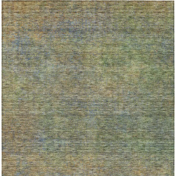 3' X 5' Green Gold And Charcoal Abstract Washable Indoor Outdoor Area Rug
