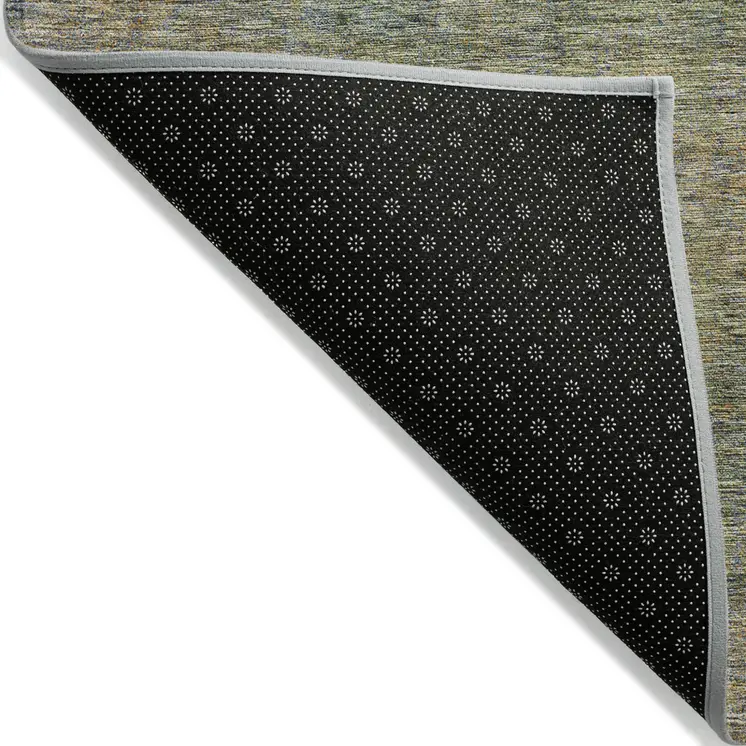 3' X 5' Green Gold And Charcoal Abstract Washable Indoor Outdoor Area Rug