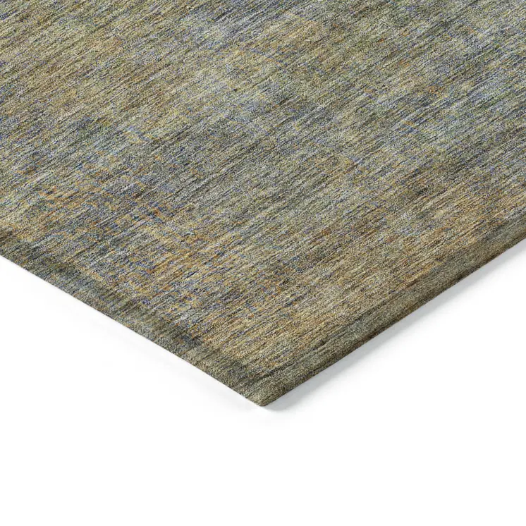3' X 5' Green Gold And Charcoal Abstract Washable Indoor Outdoor Area Rug