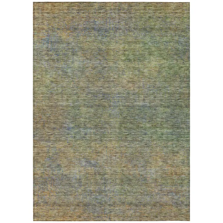 10' X 14' Green Gold And Charcoal Abstract Washable Indoor Outdoor Area Rug