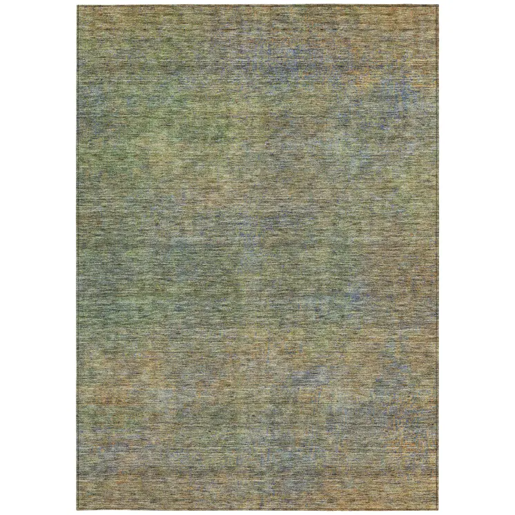 10' X 14' Green Gold And Charcoal Abstract Washable Indoor Outdoor Area Rug