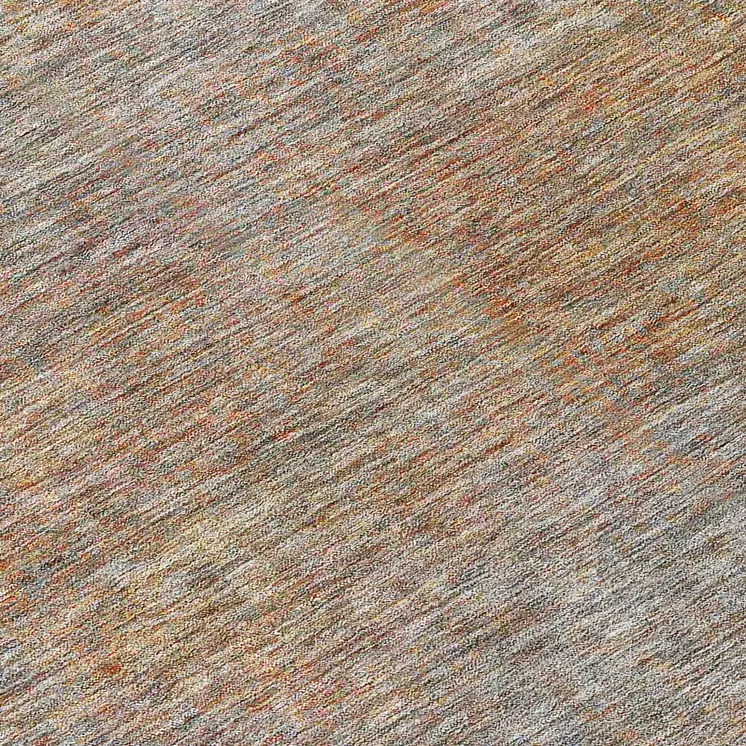 8' Gray Charcoal And Orange Round Abstract Washable Indoor Outdoor Area Rug