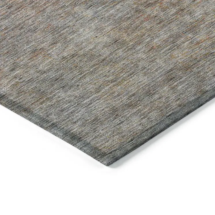 8' X 10' Gray Charcoal And Orange Abstract Washable Indoor Outdoor Area Rug