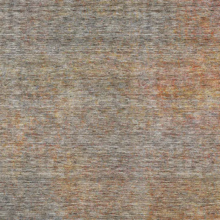 8' X 10' Gray Charcoal And Orange Abstract Washable Indoor Outdoor Area Rug
