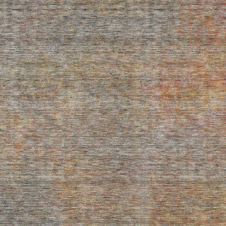 9' X 12' Gray Charcoal And Orange Abstract Washable Indoor Outdoor Area Rug