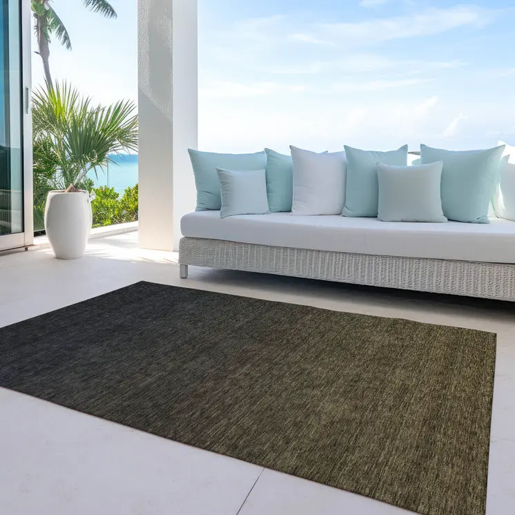 8' X 10' Gray And Brown Abstract Washable Indoor Outdoor Area Rug