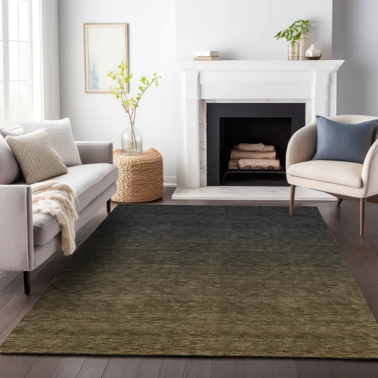 8' X 10' Gray And Brown Abstract Washable Indoor Outdoor Area Rug