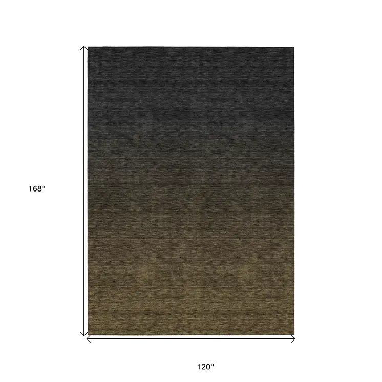 10' X 14' Gray And Brown Abstract Washable Indoor Outdoor Area Rug