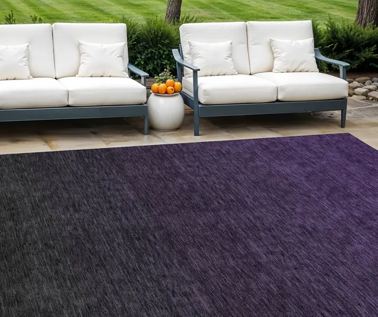 8' X 10' Eggplant Purple And Charcoal Abstract Washable Indoor Outdoor Area Rug