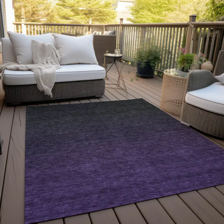 8' X 10' Eggplant Purple And Charcoal Abstract Washable Indoor Outdoor Area Rug