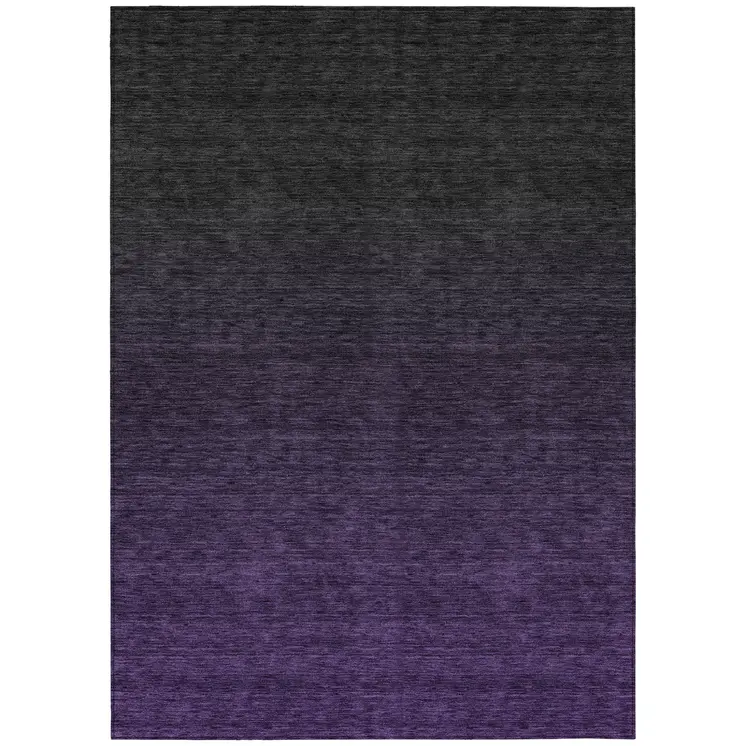 8' X 10' Eggplant Purple And Charcoal Abstract Washable Indoor Outdoor Area Rug