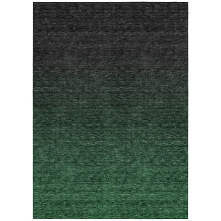 5' X 8' Emerald And Charcoal Abstract Washable Indoor Outdoor Area Rug