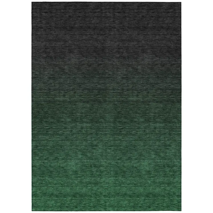 10' X 14' Emerald And Charcoal Abstract Washable Indoor Outdoor Area Rug