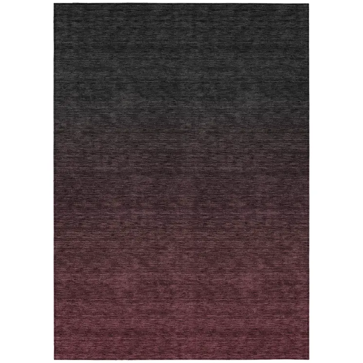 5' X 8' Merlot And Charcoal Abstract Washable Indoor Outdoor Area Rug