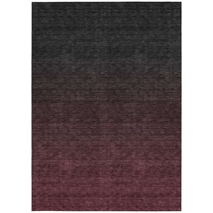 5' X 8' Merlot And Charcoal Abstract Washable Indoor Outdoor Area Rug