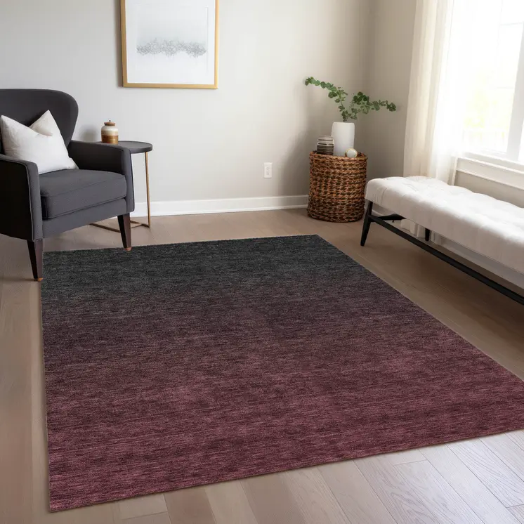 5' X 8' Merlot And Charcoal Abstract Washable Indoor Outdoor Area Rug