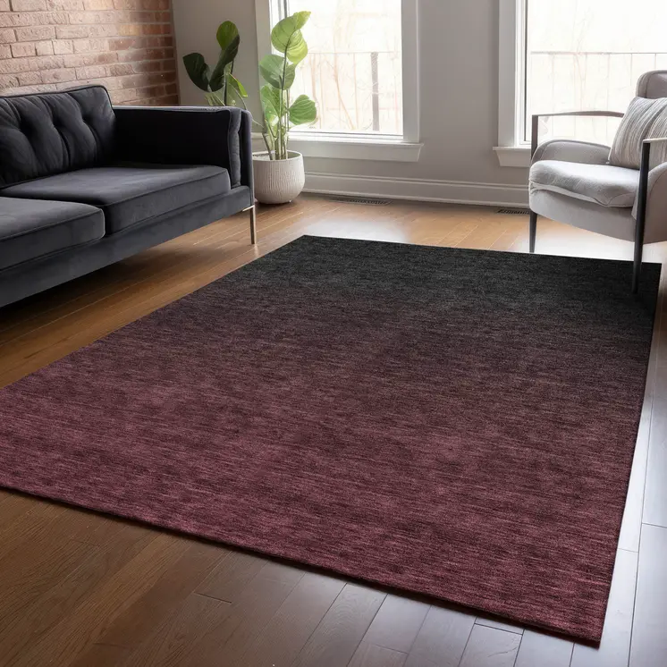 8' X 10' Merlot And Charcoal Abstract Washable Indoor Outdoor Area Rug