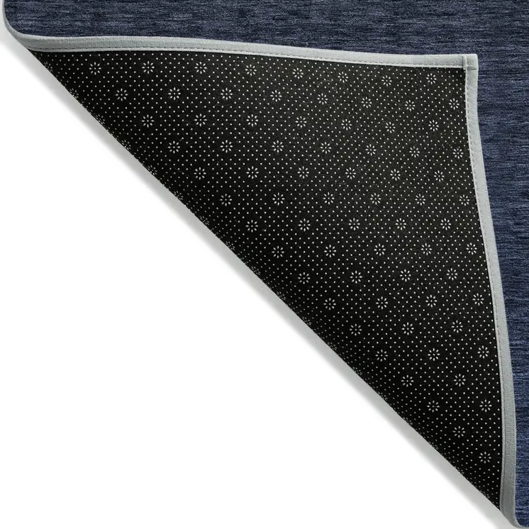 8' X 10' Navy Blue And Charcoal Abstract Washable Indoor Outdoor Area Rug
