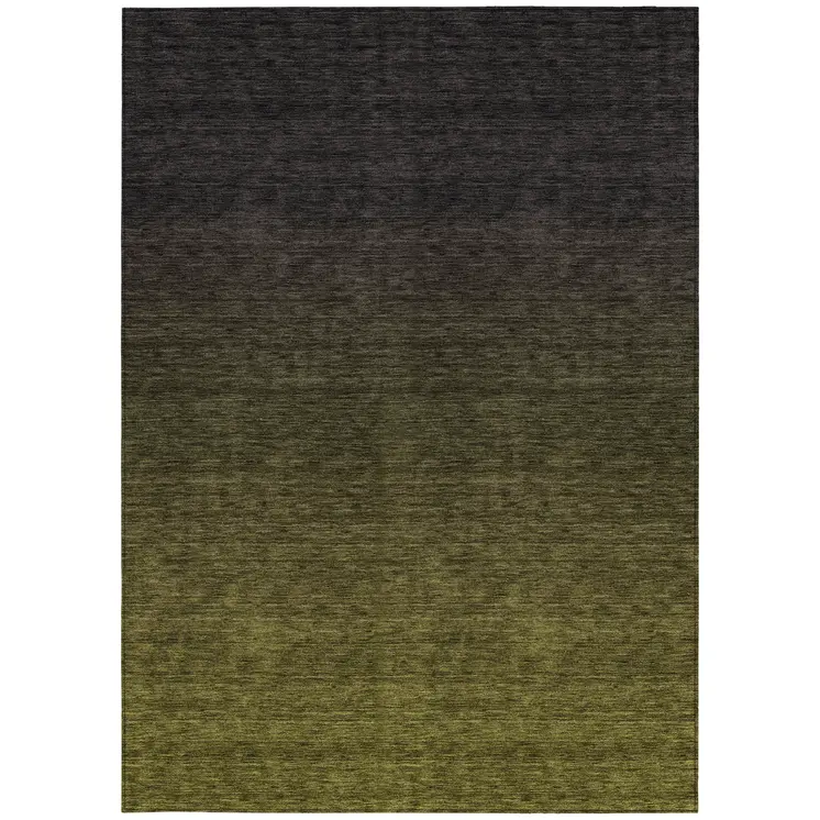 10' X 14' Olive Green And Charcoal Abstract Washable Indoor Outdoor Area Rug