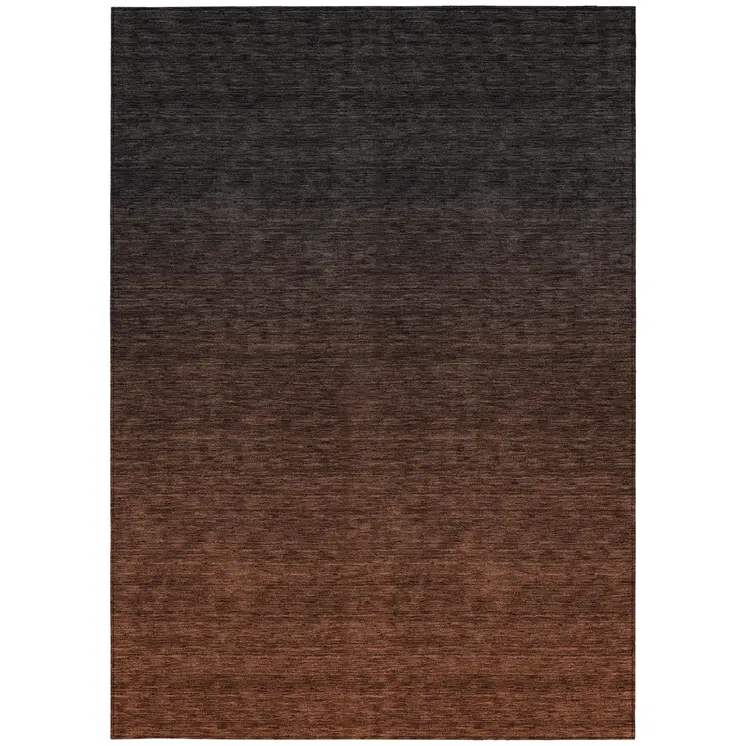 3' X 5' Orange And Charcoal Abstract Washable Indoor Outdoor Area Rug