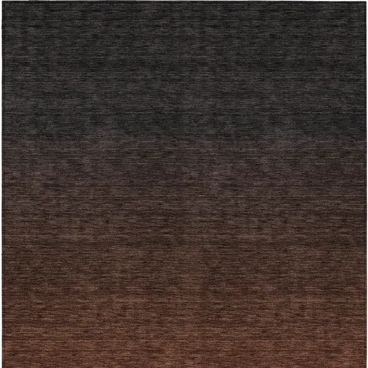 5' X 8' Orange And Charcoal Abstract Washable Indoor Outdoor Area Rug