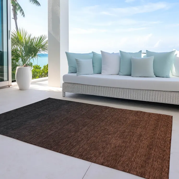 5' X 8' Orange And Charcoal Abstract Washable Indoor Outdoor Area Rug