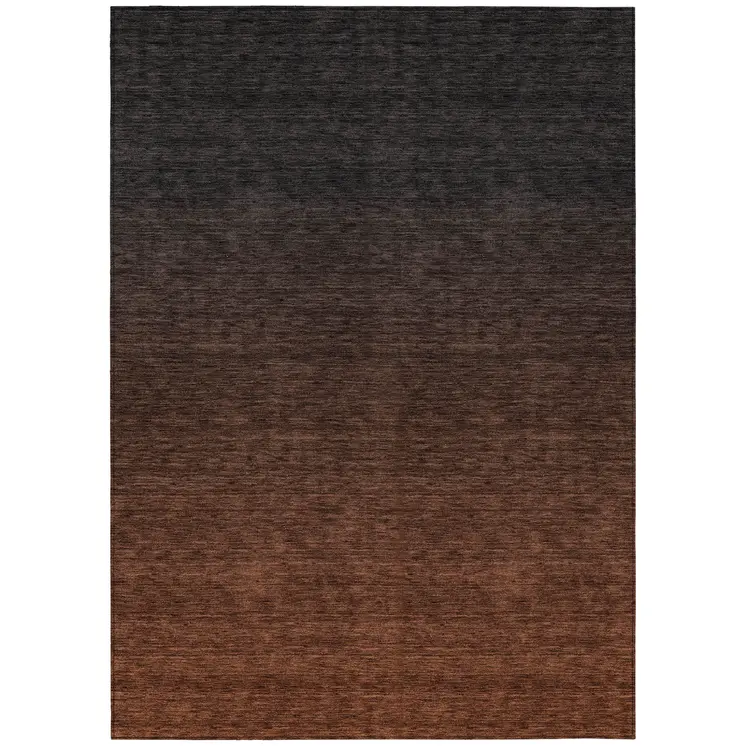 5' X 8' Orange And Charcoal Abstract Washable Indoor Outdoor Area Rug
