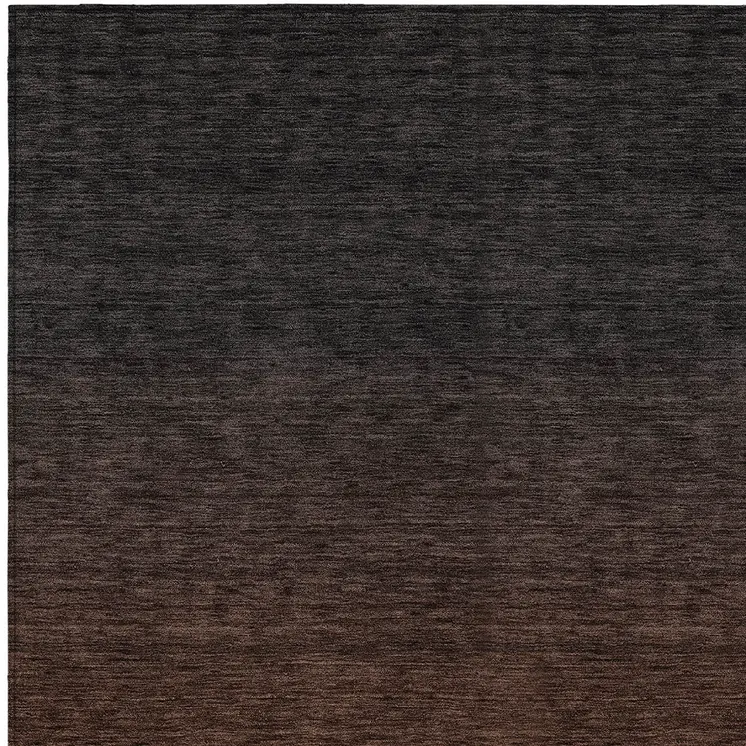 9' X 12' Orange And Charcoal Abstract Washable Indoor Outdoor Area Rug