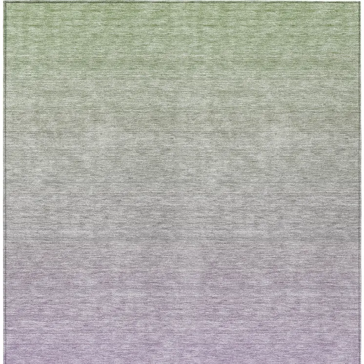 8' X 10' Artichoke Green And Lavender Ombre Washable Indoor Outdoor Area Rug