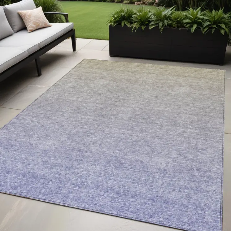 5' X 8' Beige Tan And Blue Ombre Washable Indoor Outdoor Area Rug