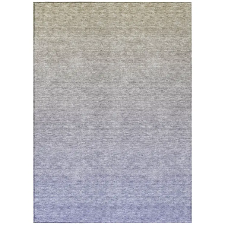 5' X 8' Beige Tan And Blue Ombre Washable Indoor Outdoor Area Rug