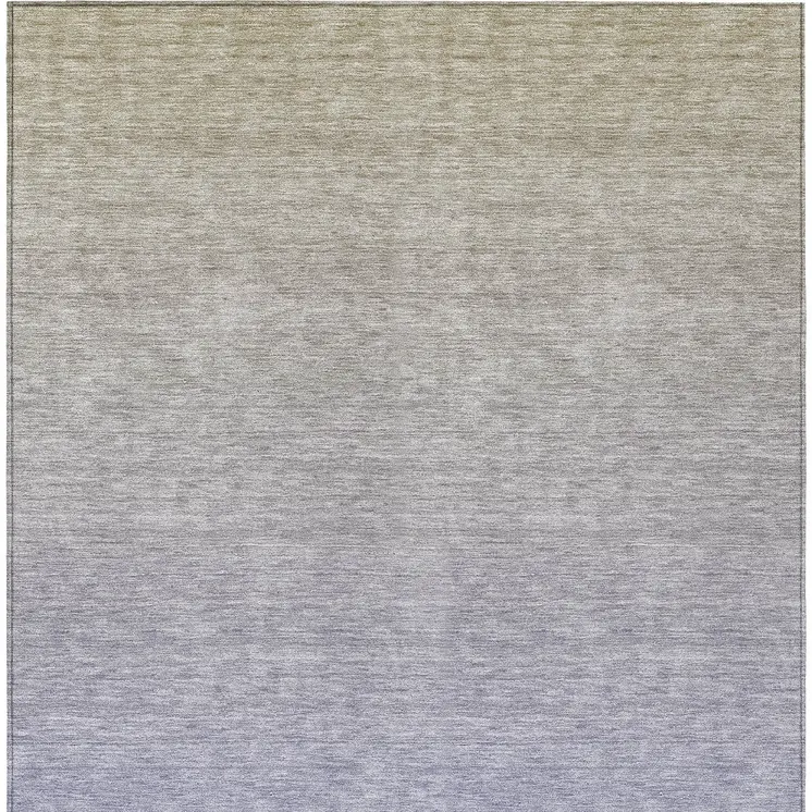 9' X 12' Beige Tan And Blue Ombre Washable Indoor Outdoor Area Rug