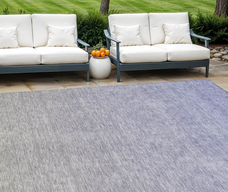 9' X 12' Beige Tan And Blue Ombre Washable Indoor Outdoor Area Rug