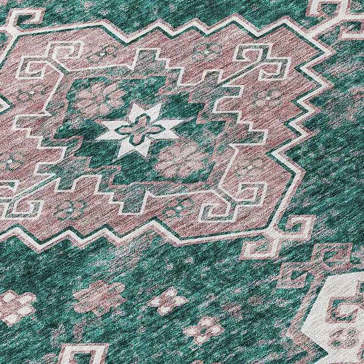 3' X 5' Emerald Brown And Ivory Medallion Washable Indoor Outdoor Area Rug